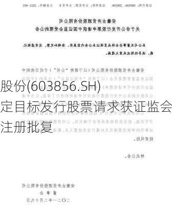 东宏股份(603856.SH)向特定目标发行股票请求获证监会赞同注册批复