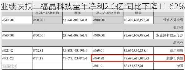 业绩快报：福晶科技全年净利2.0亿 同比下降11.62%-第2张图片-