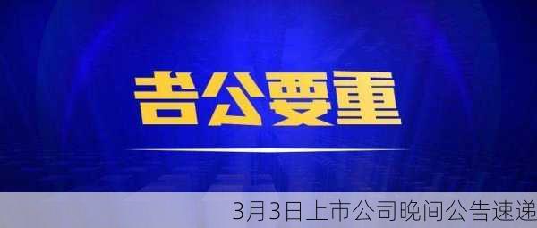 3月3日上市公司晚间公告速递