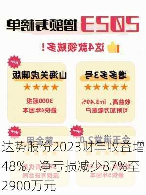 达势股份2023财年收益增48%，净亏损减少87%至2900万元-第1张图片-