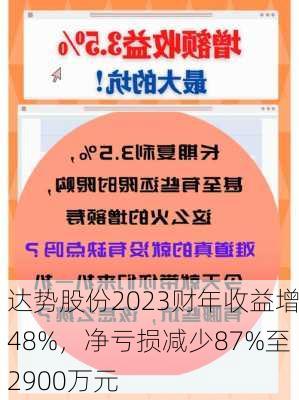 达势股份2023财年收益增48%，净亏损减少87%至2900万元-第2张图片-