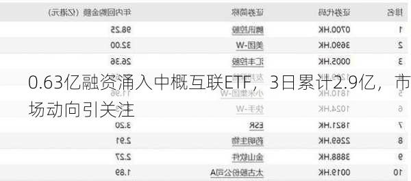 0.63亿融资涌入中概互联ETF，3日累计2.9亿，市场动向引关注-第2张图片-