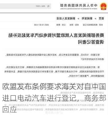 欧盟发布条例要求海关对自中国进口电动汽车进行登记，商务部回应