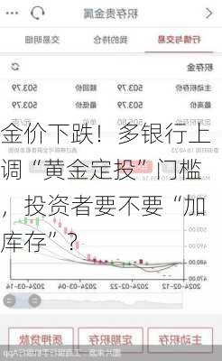 金价下跌！多银行上调“黄金定投”门槛，投资者要不要“加库存”？-第1张图片-