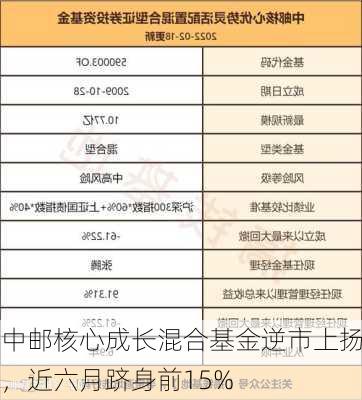 中邮核心成长混合基金逆市上扬，近六月跻身前15%-第1张图片-