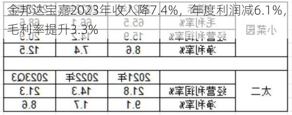 金邦达宝嘉2023年收入降7.4%，年度利润减6.1%，毛利率提升3.3%-第2张图片-