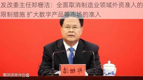 发改委主任郑栅洁：全面取消制造业领域外资准入的限制措施 扩大数字产品等市场的准入-第1张图片-