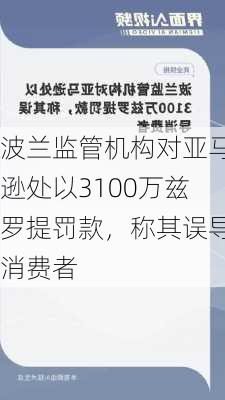 波兰监管机构对亚马逊处以3100万兹罗提罚款，称其误导消费者