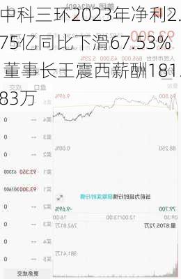 中科三环2023年净利2.75亿同比下滑67.53% 董事长王震西薪酬181.83万-第1张图片-