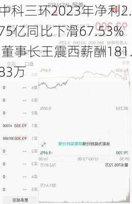 中科三环2023年净利2.75亿同比下滑67.53% 董事长王震西薪酬181.83万-第2张图片-