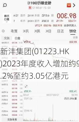 新沣集团(01223.HK)2023年度收入增加约9.2%至约3.05亿港元-第1张图片-