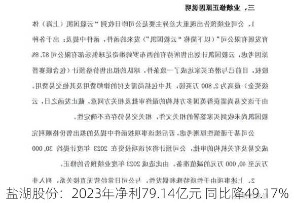 盐湖股份：2023年净利79.14亿元 同比降49.17%-第1张图片-