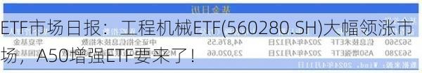 ETF市场日报：工程机械ETF(560280.SH)大幅领涨市场，A50增强ETF要来了！-第1张图片-