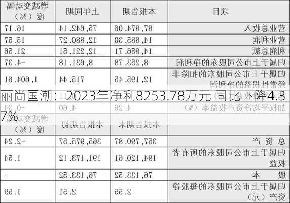 丽尚国潮：2023年净利8253.78万元 同比下降4.37%-第1张图片-