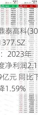 鼎泰高科(301377.SZ)：2023年度净利润2.19亿元 同比下降1.59%