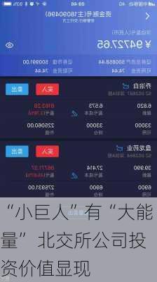 “小巨人”有“大能量” 北交所公司投资价值显现