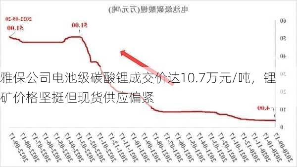 雅保公司电池级碳酸锂成交价达10.7万元/吨，锂矿价格坚挺但现货供应偏紧-第1张图片-