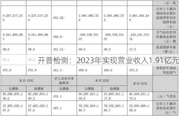 开普检测：2023年实现营业收入1.91亿元-第1张图片-