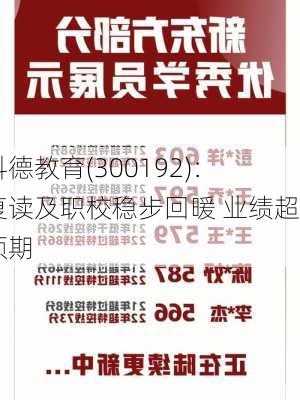 科德教育(300192)：复读及职校稳步回暖 业绩超预期-第1张图片-