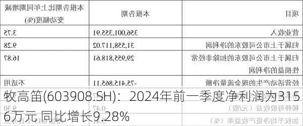 牧高笛(603908.SH)：2024年前一季度净利润为3156万元 同比增长9.28%-第3张图片-