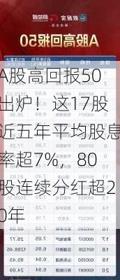 A股高回报50出炉！这17股近五年平均股息率超7%，80股连续分红超20年-第2张图片-