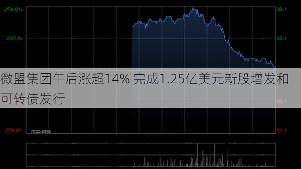 微盟集团午后涨超14% 完成1.25亿美元新股增发和可转债发行-第1张图片-