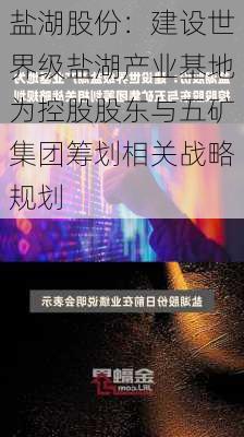 盐湖股份：建设世界级盐湖产业基地为控股股东与五矿集团筹划相关战略规划-第1张图片-