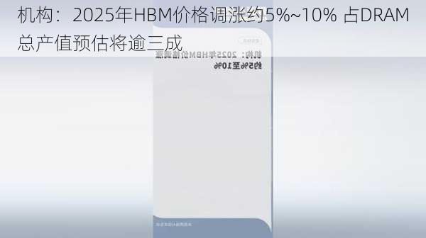 机构：2025年HBM价格调涨约5%~10% 占DRAM总产值预估将逾三成-第1张图片-