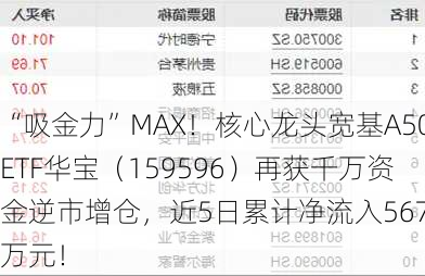 “吸金力”MAX！核心龙头宽基A50ETF华宝（159596）再获千万资金逆市增仓，近5日累计净流入5672万元！-第1张图片-