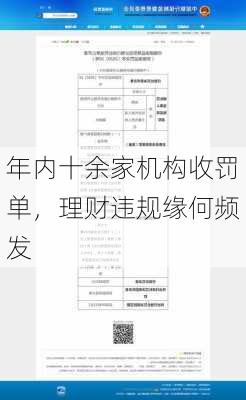 年内十余家机构收罚单，理财违规缘何频发-第2张图片-