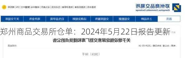 郑州商品交易所仓单：2024年5月22日报告更新-第2张图片-