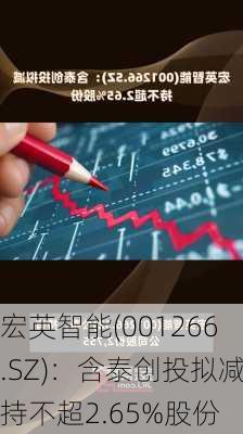 宏英智能(001266.SZ)：含泰创投拟减持不超2.65%股份