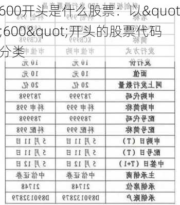 600开头是什么股票：以"600"开头的股票代码分类-第1张图片-