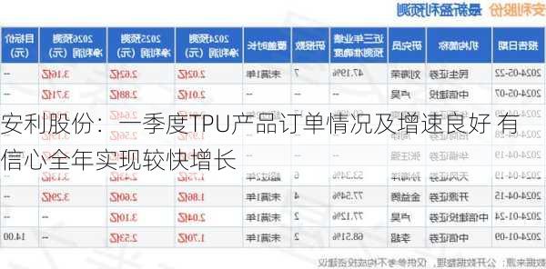 安利股份：一季度TPU产品订单情况及增速良好 有信心全年实现较快增长-第1张图片-