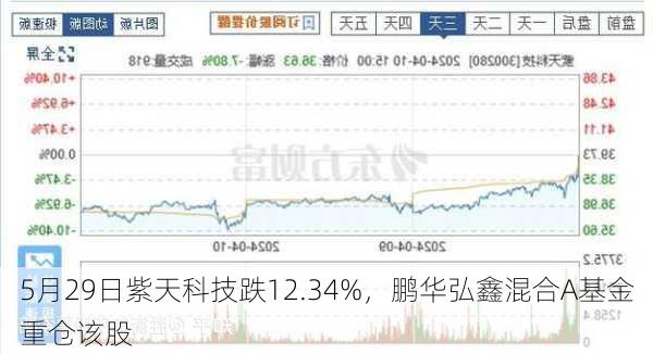 5月29日紫天科技跌12.34%，鹏华弘鑫混合A基金重仓该股-第3张图片-