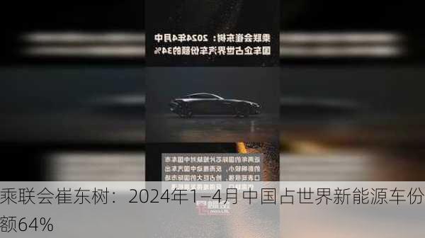 乘联会崔东树：2024年1―4月中国占世界新能源车份额64%-第1张图片-