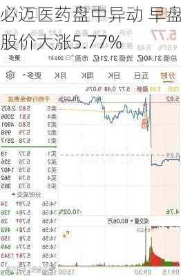 必迈医药盘中异动 早盘股价大涨5.77%