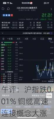 午评：沪指跌0.01% 铜缆高速连接概念大涨-第1张图片-