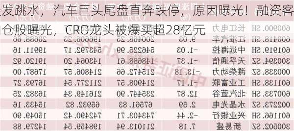 突发跳水，汽车巨头尾盘直奔跌停，原因曝光！融资客加仓股曝光，CRO龙头被爆买超28亿元-第2张图片-