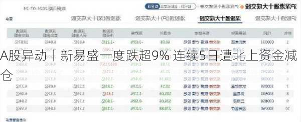 A股异动丨新易盛一度跌超9% 连续5日遭北上资金减仓-第1张图片-