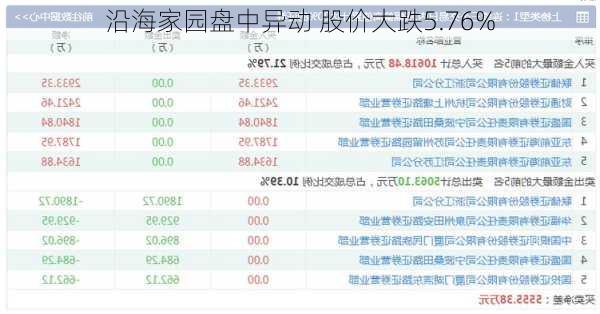 沿海家园盘中异动 股价大跌5.76%-第3张图片-