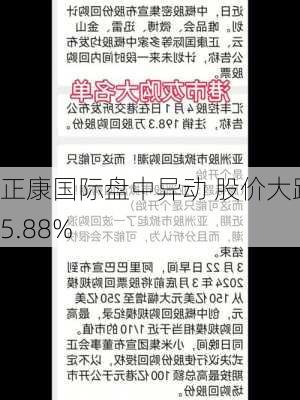 正康国际盘中异动 股价大跌5.88%