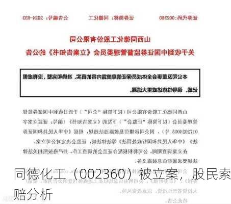 同德化工（002360）被立案，股民索赔分析