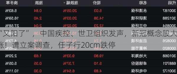 “又阳了”，中国疾控、世卫组织发声，新冠概念股大涨！遭立案调查，任子行20cm跌停-第3张图片-