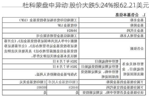 杜科蒙盘中异动 股价大跌5.24%报62.21美元-第2张图片-