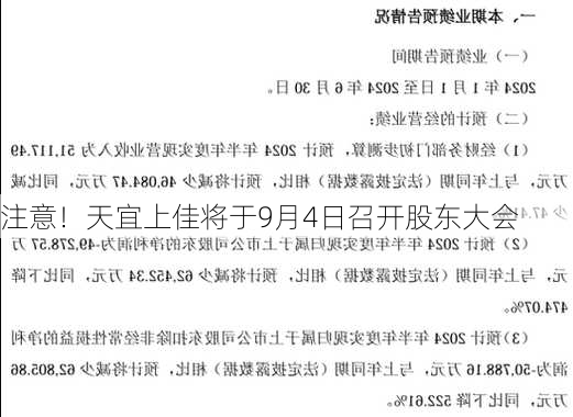 注意！天宜上佳将于9月4日召开股东大会