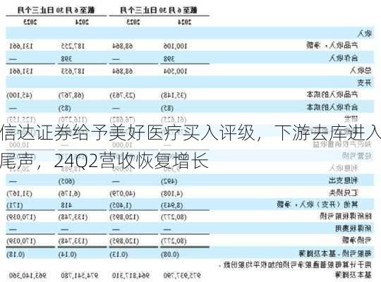 信达证券给予美好医疗买入评级，下游去库进入尾声，24Q2营收恢复增长-第1张图片-