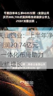 天山铝业：上半年净利润20.74亿元  一体化布局助力业绩增长-第2张图片-