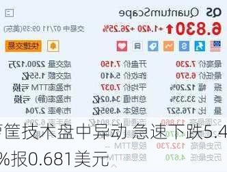 箩筐技术盘中异动 急速下跌5.40%报0.681美元