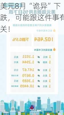 美元8月“诡异”下跌，可能跟这件事有关！-第1张图片-